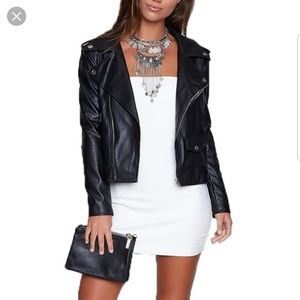 Black Faux-Leather Jacket (size small or x-small )